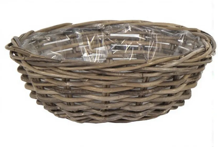 [1001332] Panier bas Laura naturel - Moyen - W35H13L35 cm