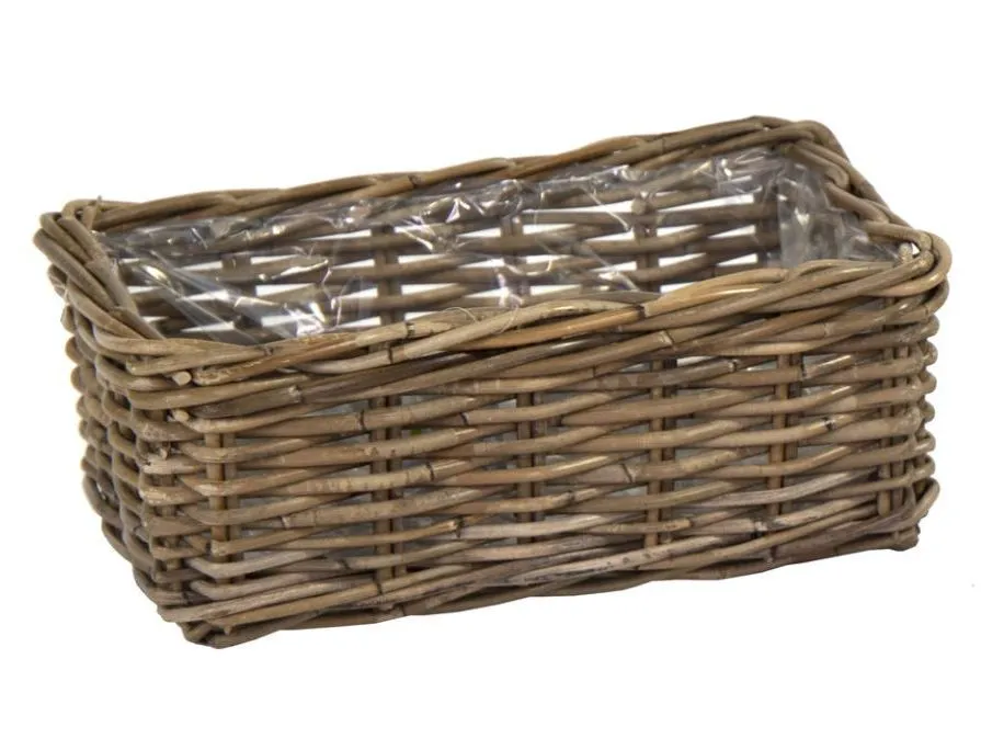 [1001338] Panier Laura rectangle naturel - Moyen - W22H15L37 cm