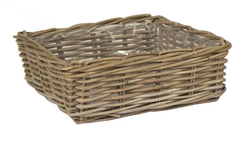 [1001348] Panier bas carré Kubu naturel - Grand - W42H15L42 cm