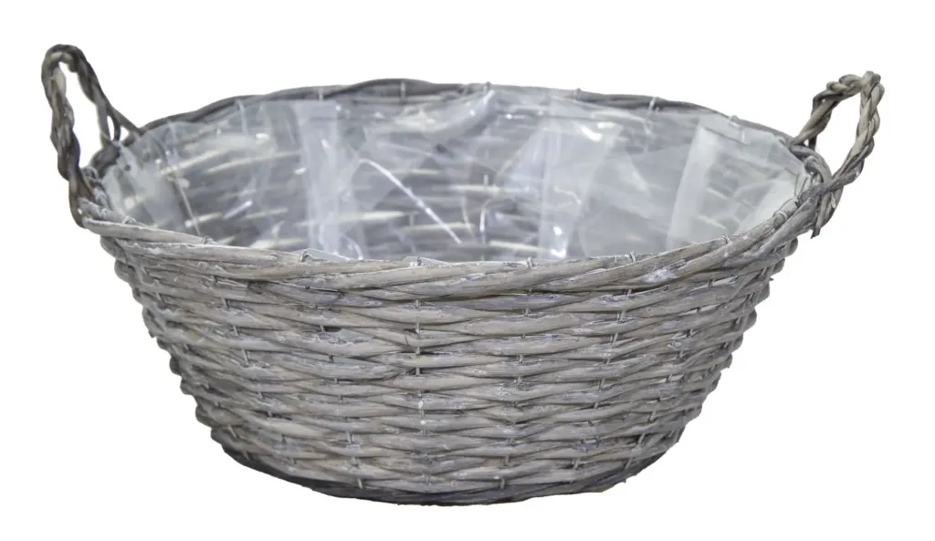 [1001350] Panier bas Livia naturel gris - Petit - D25H12
