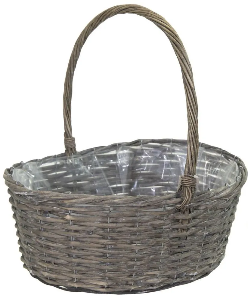 Panier Livia ovale naturel gris - Moyen - W25H14L36 cm