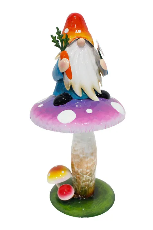 [1001420] Nain de Jardin sur Champignon en métal