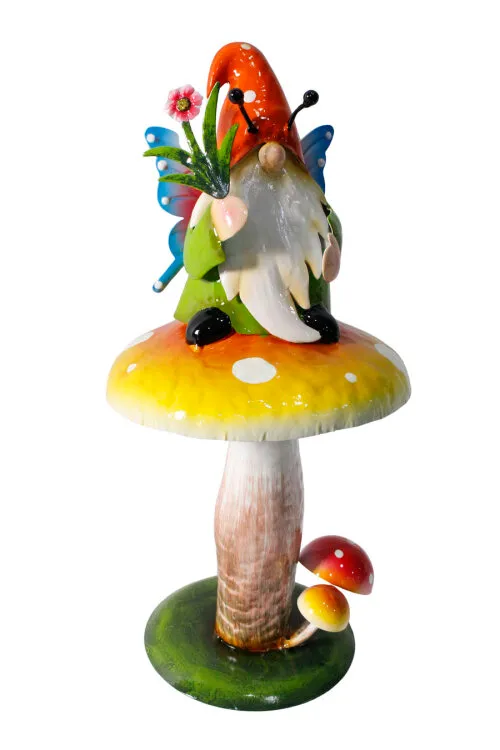 [1001422] Nain de Jardin sur Champignon en métal