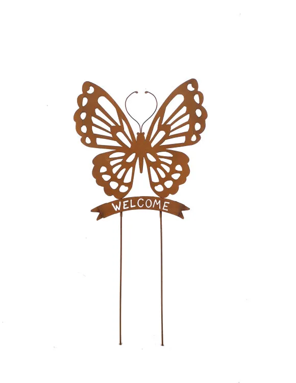 [1001673] Pic Décoration papillon welcome en fer 41 x 2 x 84 cm