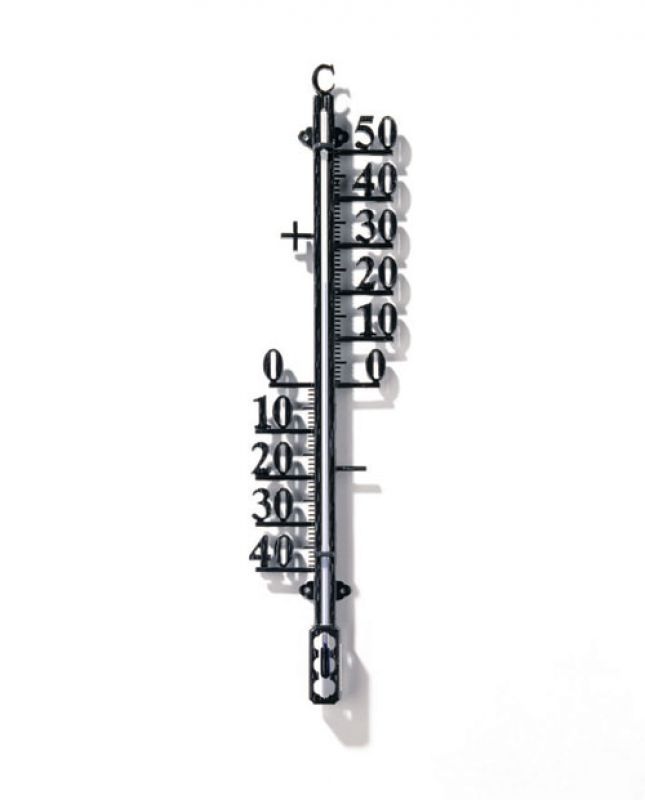 [1001725] Thermomètre mural profilé d'extérieur en plastique noir - 25 x 6 x 1 cm