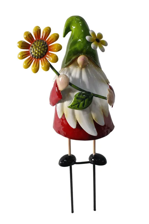 Nain de Jardin avec tournesol en métal
