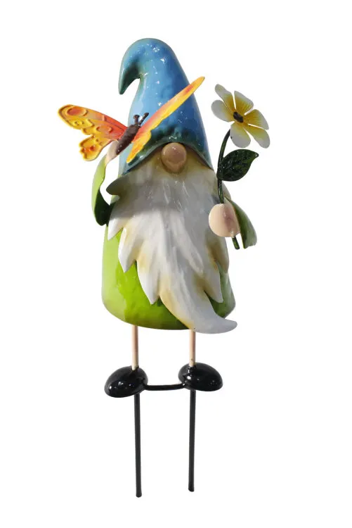 [1001785] Nain de Jardin avec papillon en métal