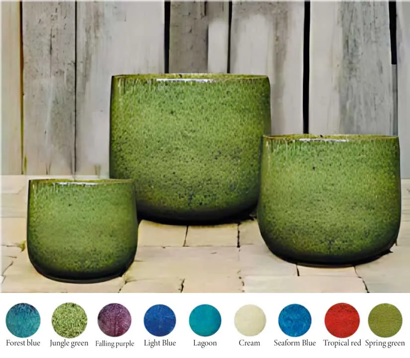 [1002144] Egg Pot Low Emaillé - Spring Green - D34 H32 cm