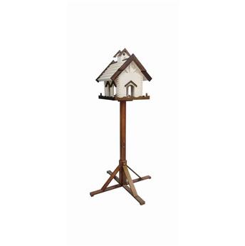 [117700] Mangeoire Maison Blanc / pied bois