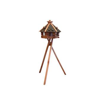 [135639] Mangeoire hexagonale abri toit style ardoise / pied Ht 130 cm