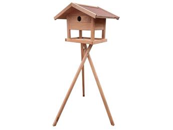 [140325] Mangeoire + nichoir incorporé bois / pied Ht 95 cm Toiture Shingels rouges