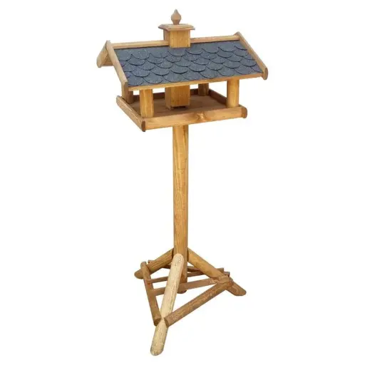 [104395] Mangeoire abri toit style ardoise / pied Ht 153 cm