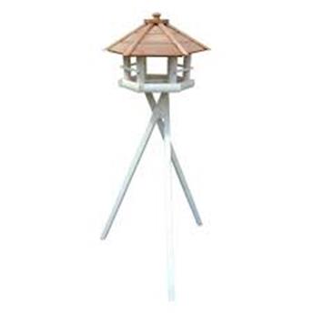 [137619] Mangeoire hexag. blanche en bois sur pied Tampere