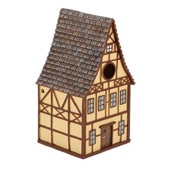 [144655] Nichoir à mésanges aspect colombage écru en polyrésine