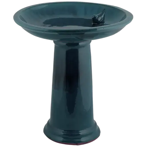 [140415] Bain d´oiseau céramique bleu / pied