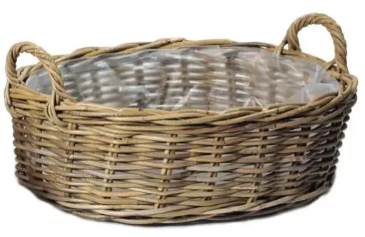 [110310] Panier ovale osier naturel L50l39H17 cm 2 anses 