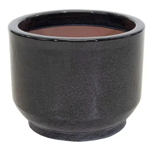 [128772] Pot émaillé cylind. / pied Black D38 H31 cm (Mg) 