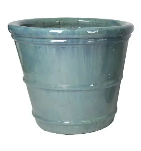 [136522] Pot émaillé Conical Ring Celadon D27 H27 cm glazed Mg)