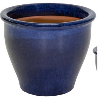 [144847] Pot émaillé Ceria Rim Imp Blue D24 H20 (Mg) Glazed Blue