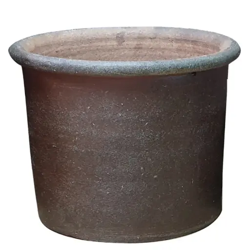 [142756] Pot Grès Brun D 22 Ht 15 cm Cylindrique (VDG)