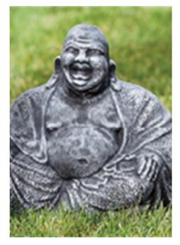 [144829] Bouddha Rieur assis Beton foncé Ht 29 cm (REF-B32)