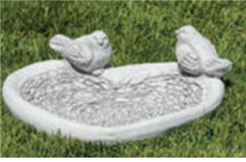 [136773] Abreuvoir bain 2 oiseaux posés / feuille béton (P8)
