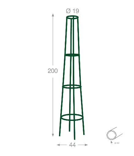 [110633] Tuteur colonne corset (3824) conique ø19/ 44 cm ht 2 m Vert Sapin