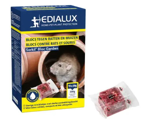 [114605] Sorkil Bloc 300 G résistant à l´humidité contre rats et souris 15 * 20 g