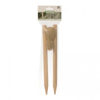 [138208] Cordeau de jardin 20 M avec 2 piquets en bois FSC
