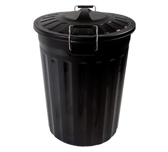 [138216] Poubelle 80 l noire couvercle à clips
