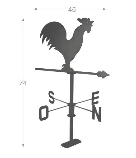 [110676] Girouette coq métal ardoise Ht 70