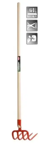 [122514] Croc 4 dents a becher avec manche bois 130 cm Polet