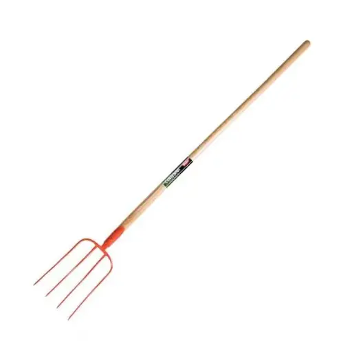 [122506] Fourche à fumier 4 dents à douille / manche bois Polet