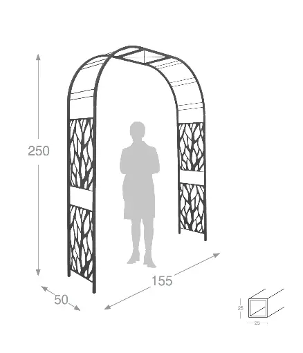 [127818] Arche premium tôle décor végétal (5051 ) Larg.195 Prof 50 Ht 250 cm ardoise - Pergola