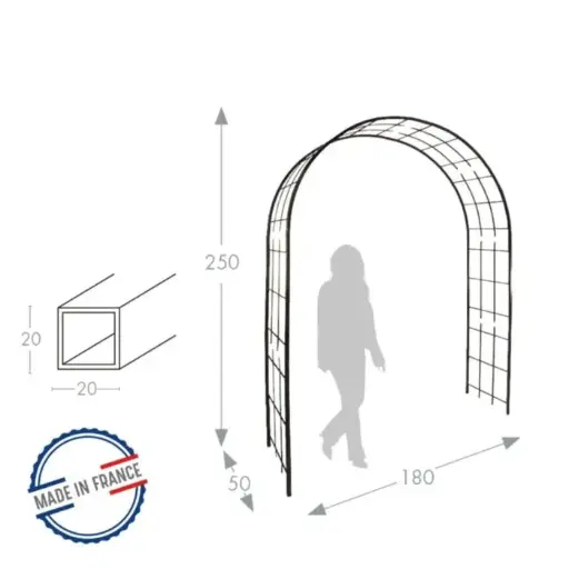 [110595] Arche dbl décor treillage (3006) larg. 180 Prof.50 Ht 250 cm fer vieilli - Pergola (ref.: 3006)