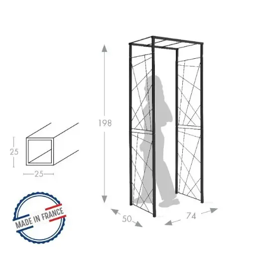 [139364] Arche Pergola tube CAR25 mandala anthracite passage 74, lar. 50x Ht 198 cm (5013)