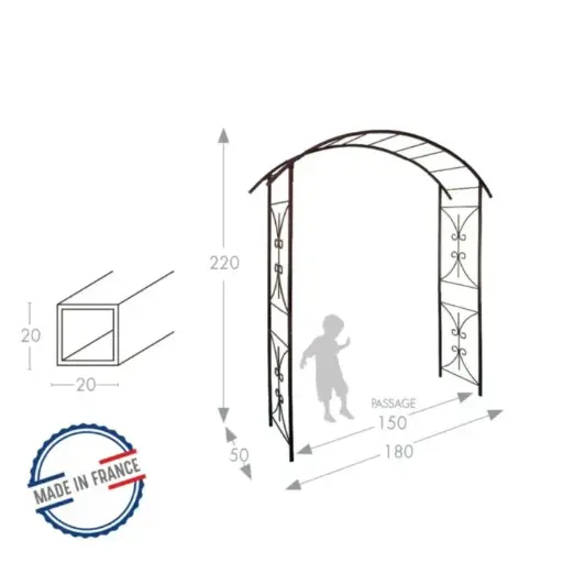 [110596] Arche dbl décor pont 180-150/50/220 fer vieilli (3026) - pergola