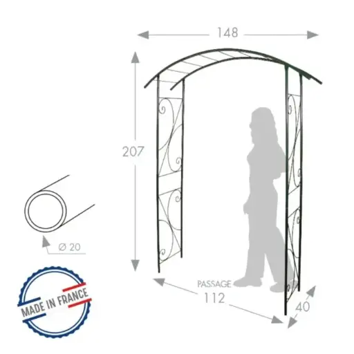 [110623] Arche dbl décor pont 148 (112)/40/207 vert sapin - pergola (3414)