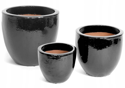 [0998752] Pot émaille  Egg Pot Shiny Black D38H32 (MG)