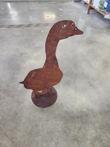 [0999156] Oie debout frontal H60cm/base						 						 					 						 					 			 						 						 					 						  Acier Corten   
