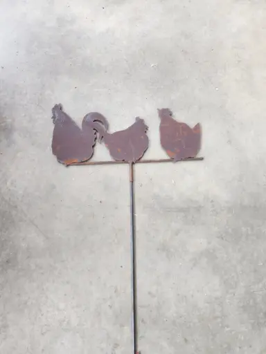 [0999158] Poules sur perche Acier Corten 150cm	 						 					 						 					 			 						 						 					 						  